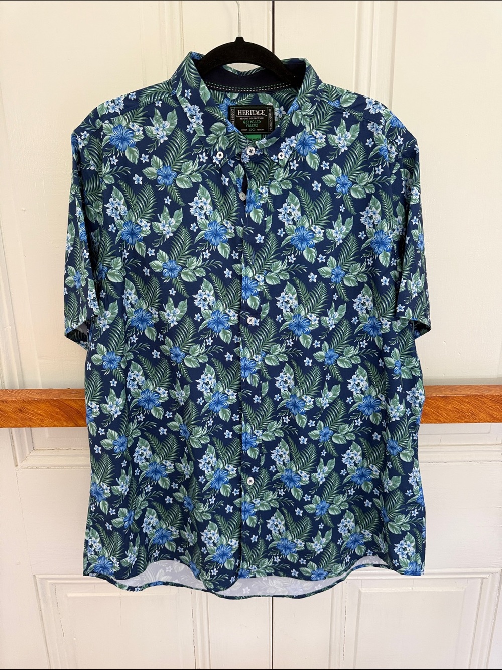 Heritage Navy Floral Short Sleeve Button-Down Shirt